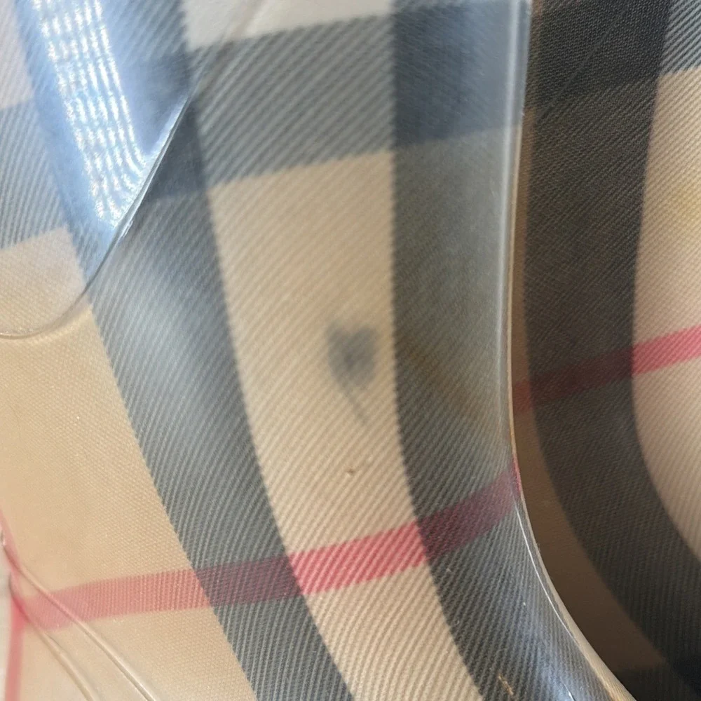 BURBERRY Haymarket Rain Boots Classic Check Size 35 Made In Italy READ!